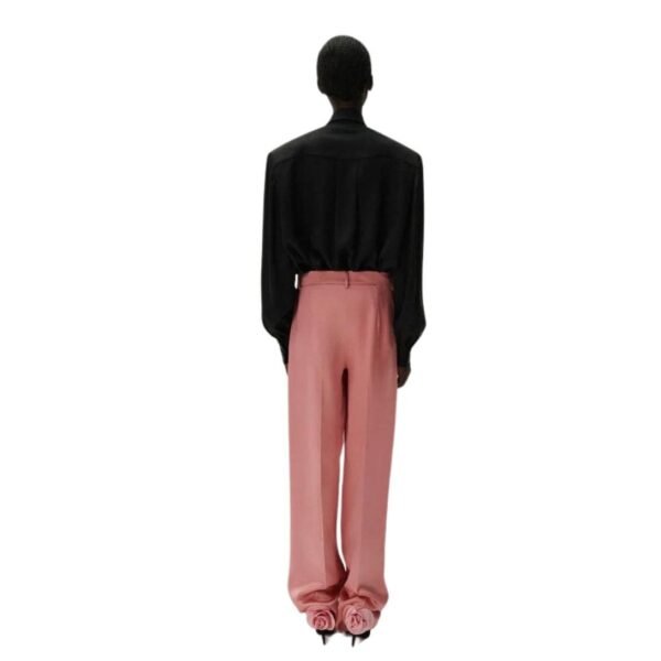 MAGDA BUTRYM WILD LEG SILK TAILORED PANTS IN PINK - Image 3