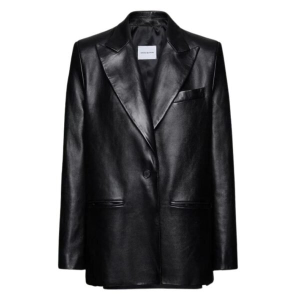 MAGDA BUTRYM OVERSIZED LEATHER BLAZER IN BLACK