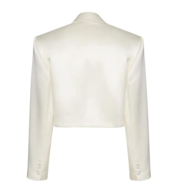 MAGDA BUTRYM CROPPED SILK BLEND BLAZER IN CREAM - Image 2