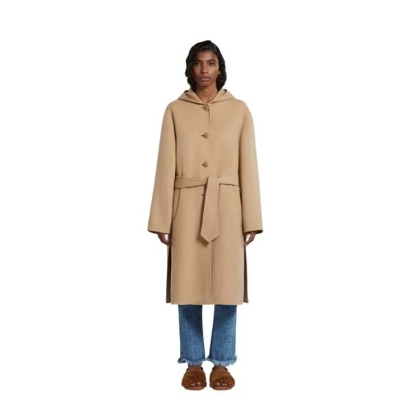 MARNI BEIGE WOOL COAT WITH WAIST BELT - Image 2