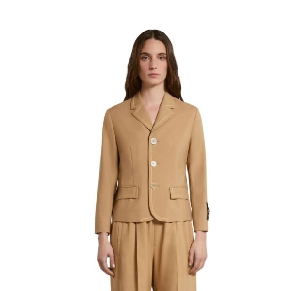 MARNI BEIGE WOOL JACKET WITH CONTRAST STITCHING - Image 2