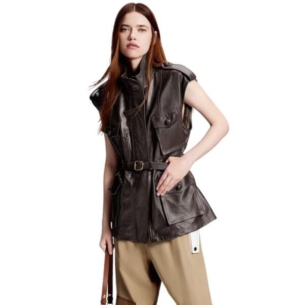 LOUIS VUITTON SLEEVELESS LEATHER SAFARI JACKET - Image 5