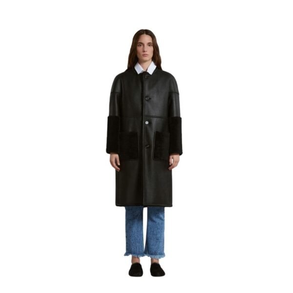 MARNI BLACK REVERSIBLE SHEARLING COAT - Image 4