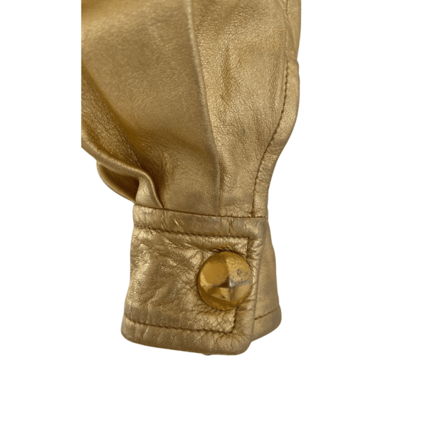 Gold Women Leather Jacket - Image 4