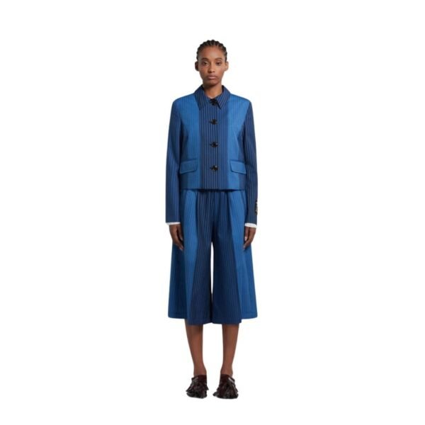 MARNI BLUE DÉGRADÉ PINSTRIPE WOOL JACKET - Image 2