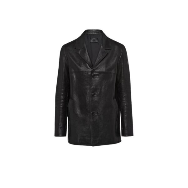 PRADA LEATHER PEA COAT