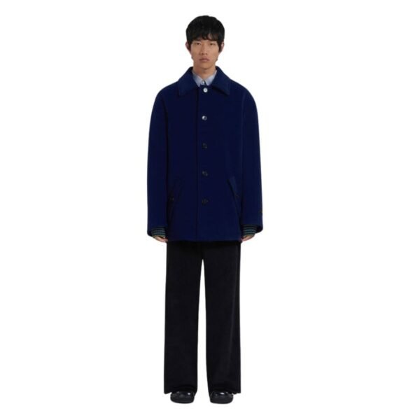 MARNI BLUE WOOL FELT CABAN COAT - Image 2