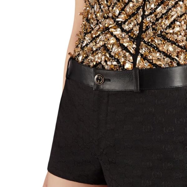 GUCCI GG CANVAS AND LEATHER SHORTS - Image 5