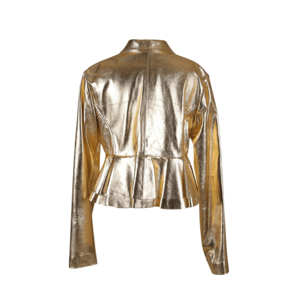 Gold Leather Jacket Women - Image 4