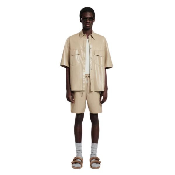 NANUSHKA DOXXI OKOBOR ALT-LEATHER SHORTS ASHY TAUPE