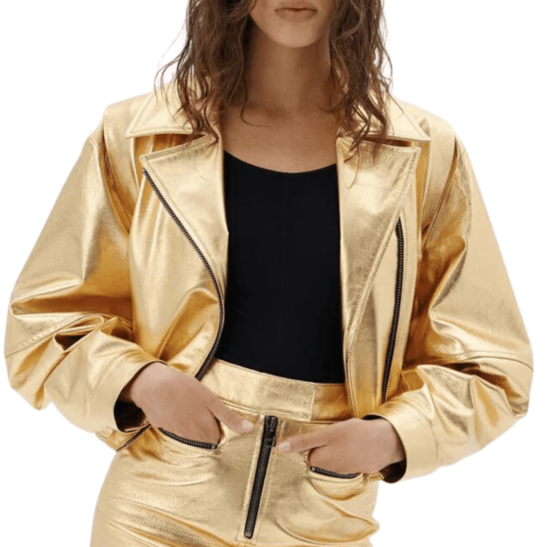 Gold Leather Jacket Women - Image 5