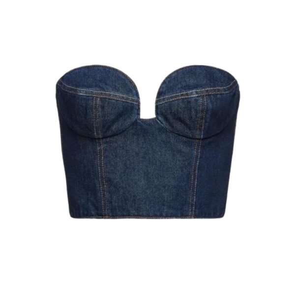 MAGDA BUTRYM DENIM CORSET TOP IN INDIGO