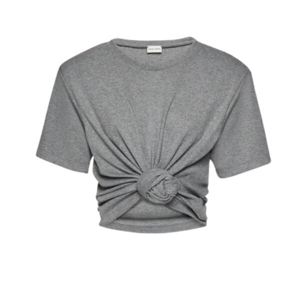 MAGDA BUTRYM KNOTTED T SHIRT IN GREY