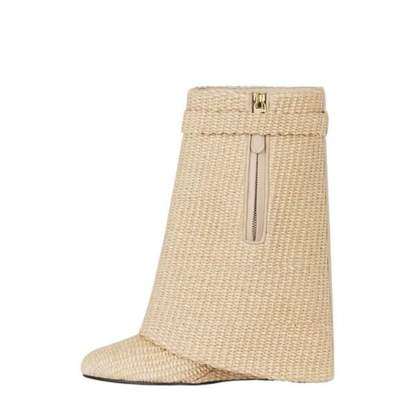 GIVENCHY SHARK LOCK ANKLE BOOTS IN RAFFIA - Image 2