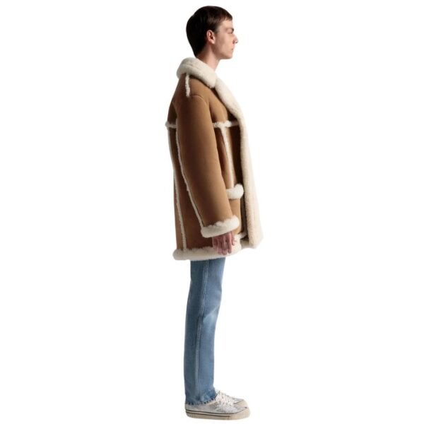 BALLY AVIATOR COAT IN BROWN LEATHER AND MERINO - Image 5