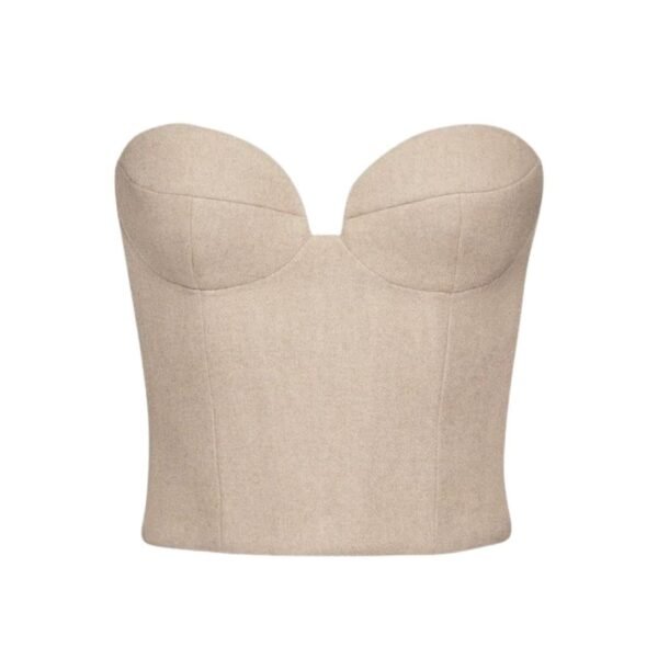 MAGDA BUTRYM WOOL CROSET TOP IN BEIGE