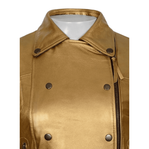 Gold Leather Jacket Women - Image 4