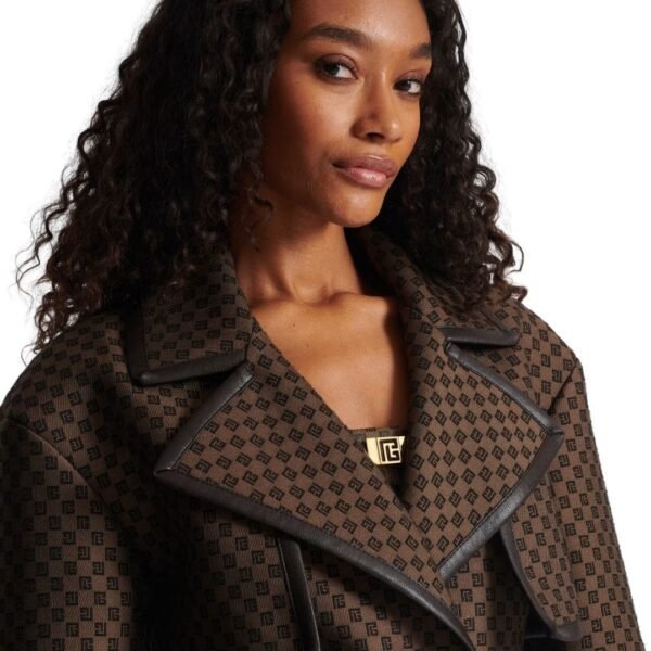 BALMAIN MINI MONOGRAM JACQUARD TRENCH COAT - Image 6