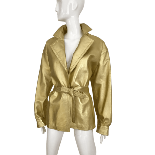 Gold Leather Coat Women - Image 4