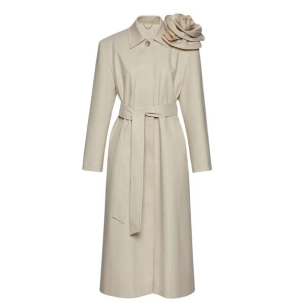 MAGDA BUTRYM BELTED GABARDINE COAT IN CREAM