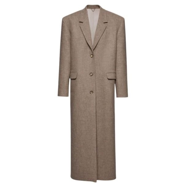 MAGDA BUTRYM SINGLE-BREASTED LONG WOOL COAT IN TAUPE