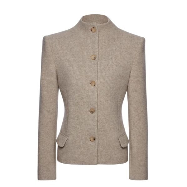 MAGDA BUTRYM CASHMERE HIGH NECK BLAZER IN BEIGE