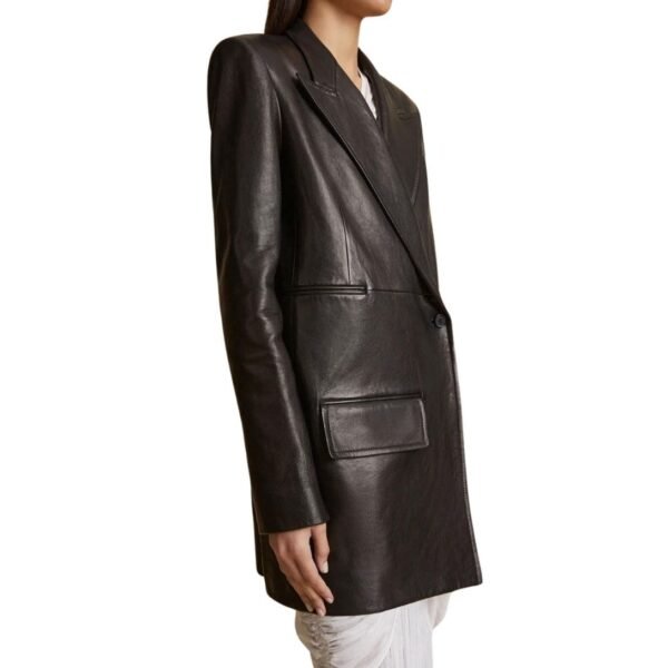 KHAITE THE JACOBSON BLAZER IN BLACK LEATHER - Image 2