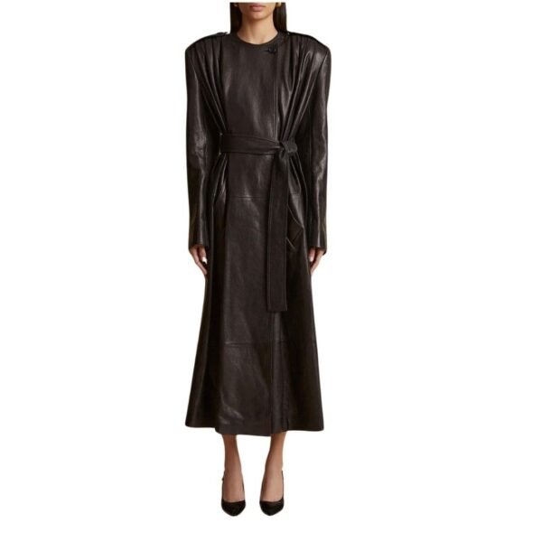 KHAITE THE MINNLER TRENCH IN BLACK LEATHER