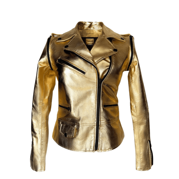 Gold Leather Jacket Women