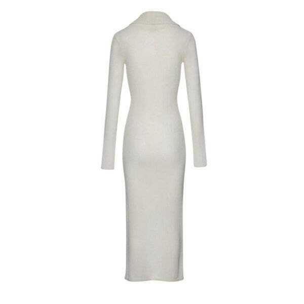 MAGDA BUTRYM BOUCLE KNIT COWL NECK DRESS IN CREAM - Image 2