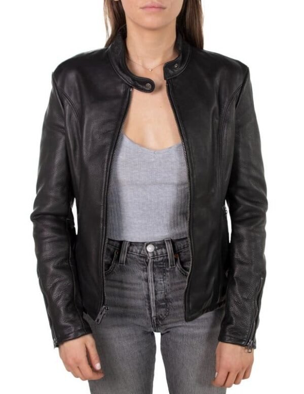 Lightweight Cowhide Cafe Racer Jacket - Image 5