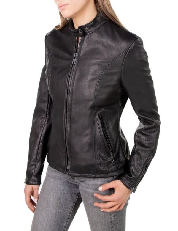 Lightweight Cowhide Cafe Racer Jacket - Image 7