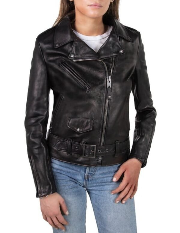 Women's 23 Waxy Natural Grain Cowhide Perfecto Asymmetrical Leather Jacket - Image 3