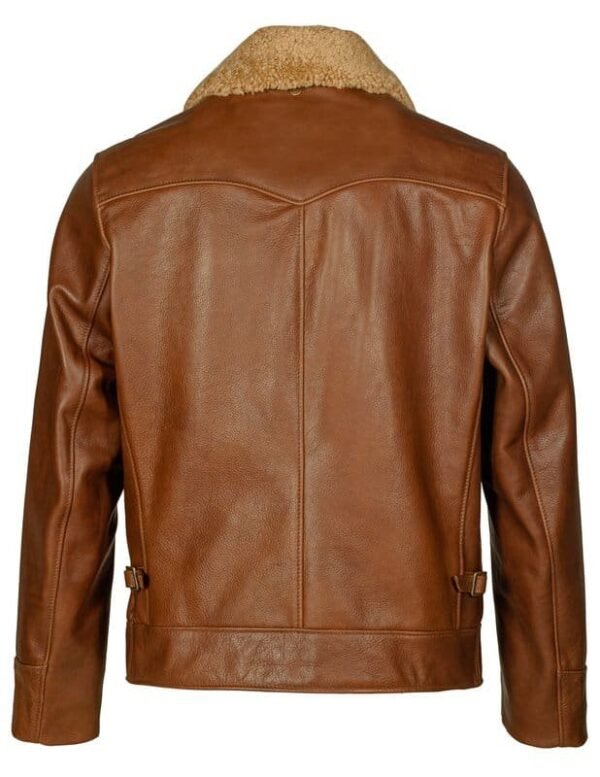 Antique Cowhide Rancher Jacket with Sheepskin Collar - Image 9