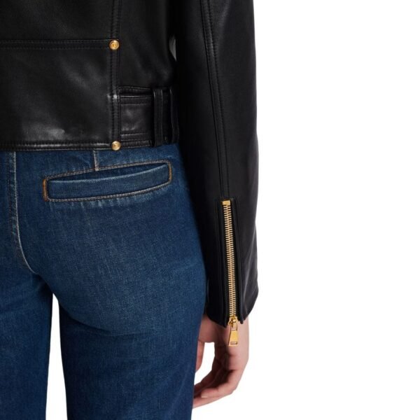 BALMAIN SHORT LEATHER BIKER JACKET - Image 7