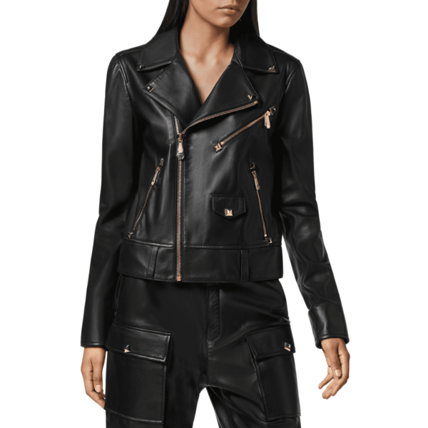 PHILIPP PLEIN LEATHER BIKER STUDS JACKET