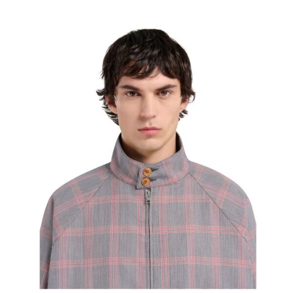 MARNI ORANGE CHECKED TECH WOOL BOMBER - Image 5