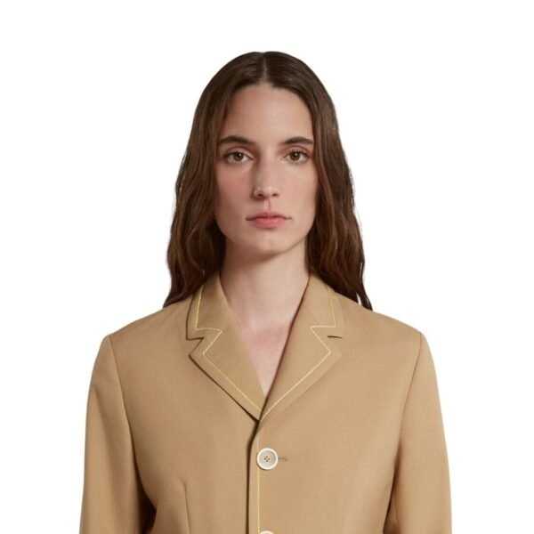 MARNI BEIGE WOOL JACKET WITH CONTRAST STITCHING - Image 5