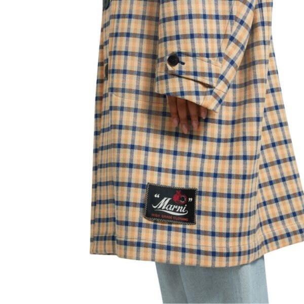 MARNI BLUE AND YELLOW CHECKED WOOL REVERSIBLE COAT - Image 5