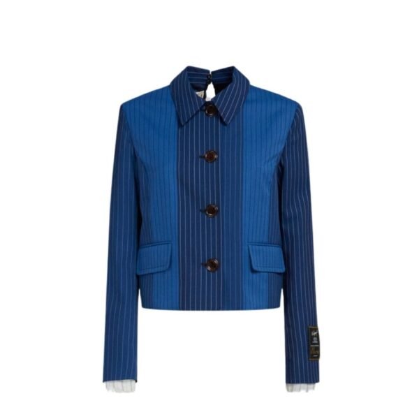 MARNI BLUE DÉGRADÉ PINSTRIPE WOOL JACKET