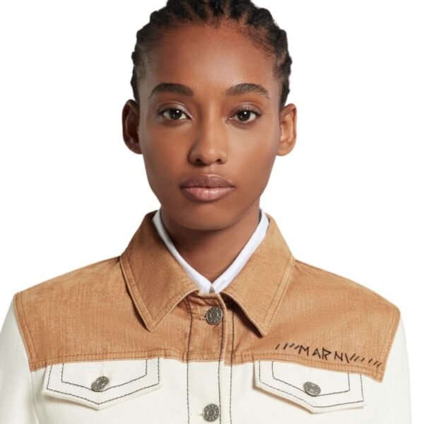 MARNI ECRU ORGANIC DENIM TRUCKER JACKET WITH CONTRAST YOKE - Image 5