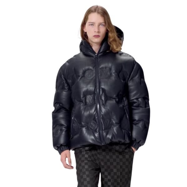 LOUIS VUITTON MONOGRAM LEATHER HOODED DOWN JACKET - Image 3