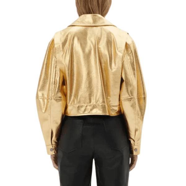 Gold Leather Jacket Women - Image 6