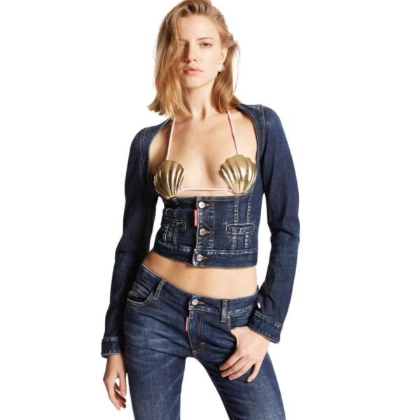 DSQUARED2 STRETCH DENIM LONG SLEEVES CORSET JACKET - Image 6