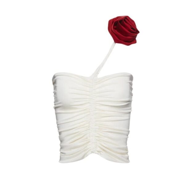 MAGDA BUTRYM RUCHED JERSEY ONE SHOULDER TOP IN CREAM