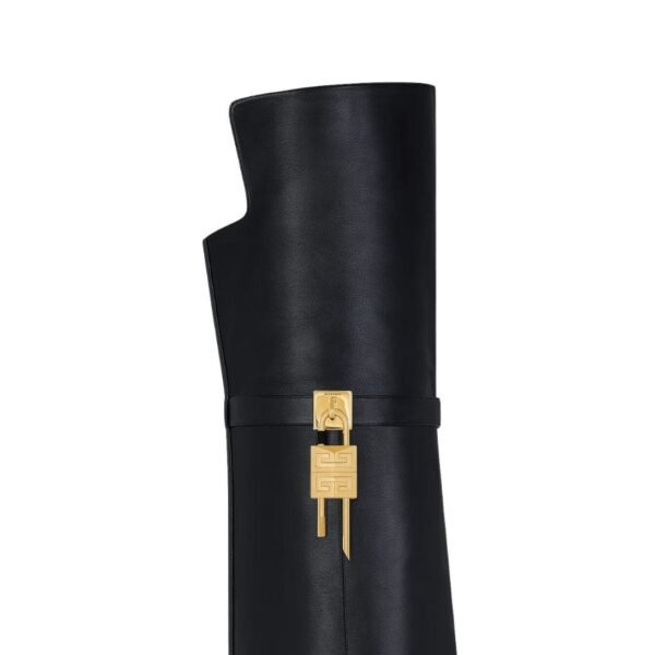 GIVENCHY SHARK LOCK STILETTO OVER THE KNEE BOOTS IN LEATHER - Image 4