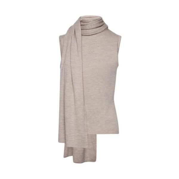 MAGDA BUTRYM SLEEVELESS HIGH NECK KNIT TOP IN BEIGE