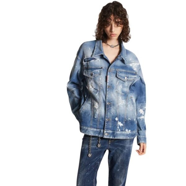 DSQUARED2 MEDIUM ICE SPOTS WASH OVER JEANS JACKET - Image 7