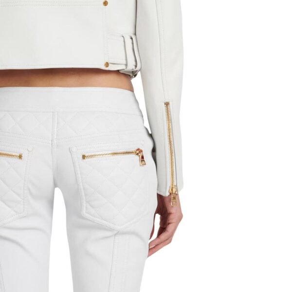 BALMAIN CROPPED LEATHER BIKER JACKET - Image 8