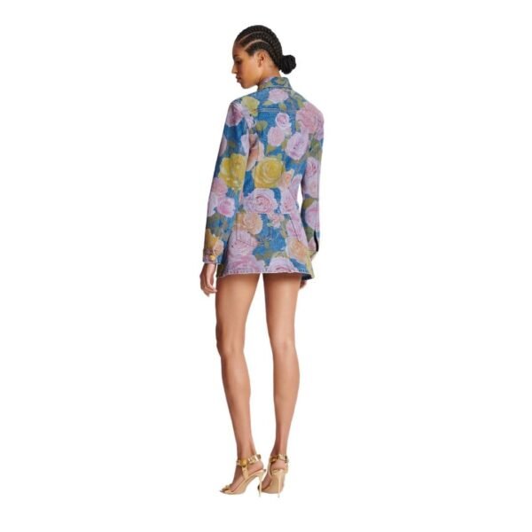 BALMAIN DEINM JACKET WITH PASTEL ROSES - Image 2